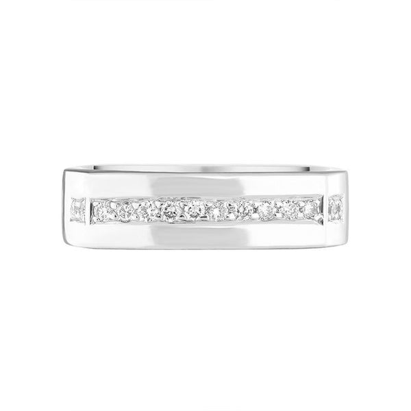Platinum 0.18ct Diamond Row Cushion Ring DW075