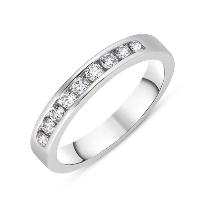 Platinum 0.30ct Diamond Channel Set Wedding Half Eternity Ring, FEU-2387.