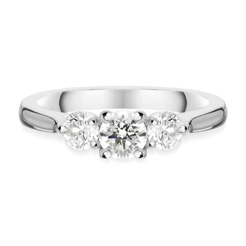Platinum 0.77ct Diamond Brilliant Cut Trilogy Ring, FEU-1198.