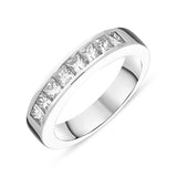 Platinum 0.97ct Diamond Eight Stone Princess Cut Half Eternity Ring DW108