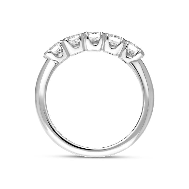Platinum 1.02ct Diamond Five Stone Half Eternity Ring, FEU-1204.