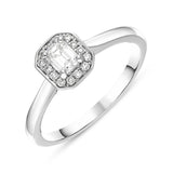 Platinum Diamond Emerald Cut Pave Cluster Ring, FEU-1346