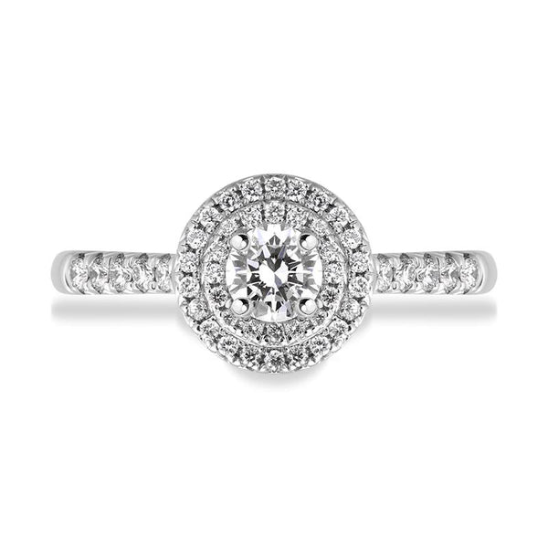 Platinum Diamond Brilliant Round Cut Cluster Shoulder Set Ring FEU-2373._2