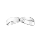 Platinum Diamond Curved Band Solitaire Ring DW080