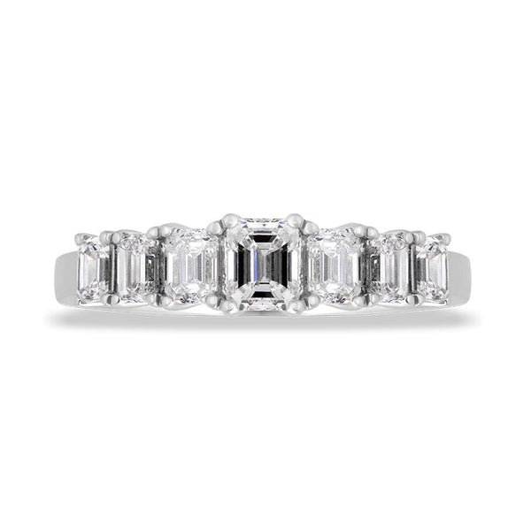 Platinum Diamond Emerald Cut Claw Set Half Eternity Ring, FEU-2369_2