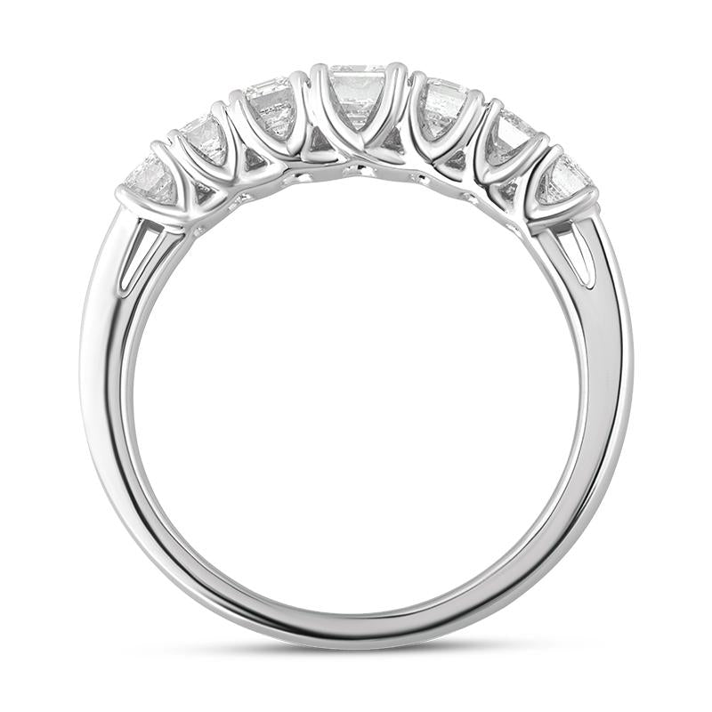 Platinum Diamond Emerald Cut Claw Set Half Eternity Ring, FEU-2369_3