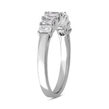 Platinum Diamond Emerald Cut Claw Set Half Eternity Ring, FEU-2369_4