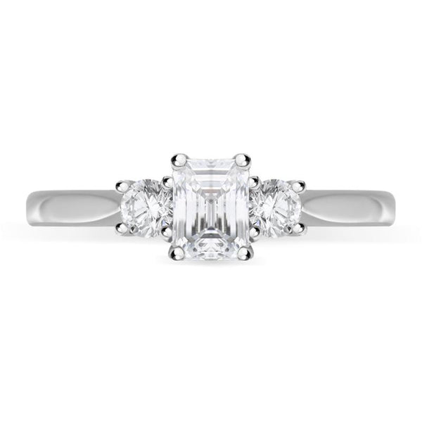 Platinum Diamond Emerald Cut Three Stone Ring, FEU-2389_2