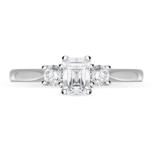 Platinum Diamond Emerald Cut Three Stone Ring, FEU-2389_2