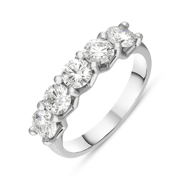 Platinum Diamond Five Stone Half Eternity Ring, FEU-2420