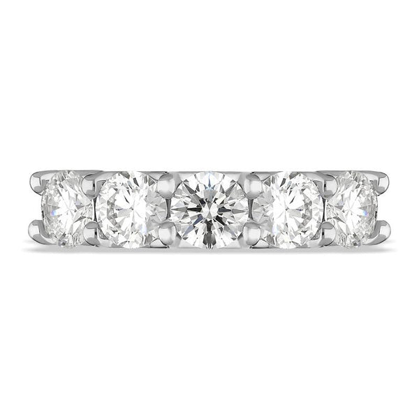 Platinum Diamond Five Stone Half Eternity Ring, FEU-2420_2