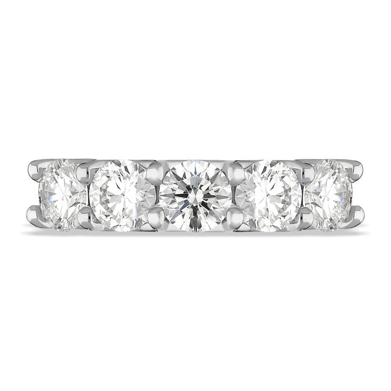 Platinum Diamond Five Stone Half Eternity Ring, FEU-2420_2