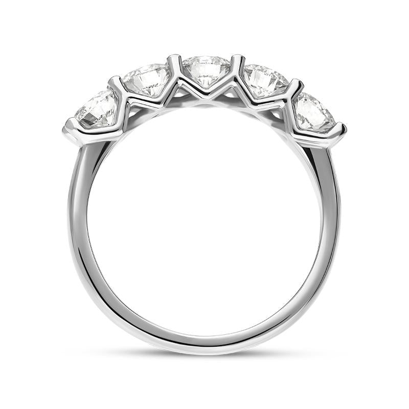 Platinum Diamond Five Stone Half Eternity Ring, FEU-2420_3