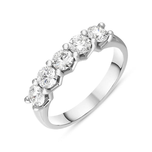 Platinum Diamond Five Stone Half Eternity Ring, FEU-2421.