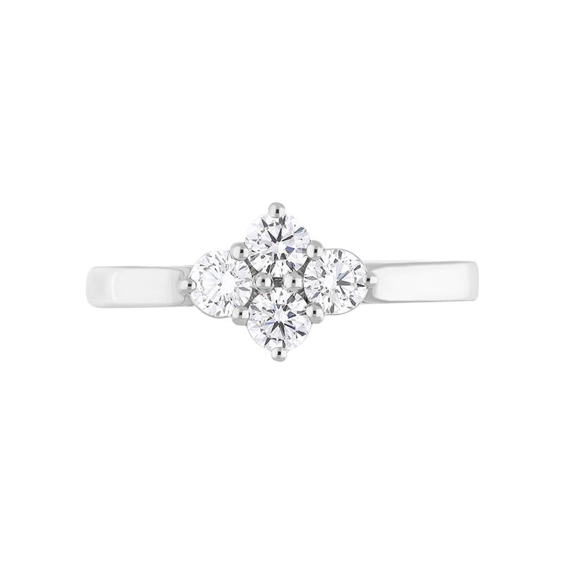 Platinum Diamond Four Stone Cluster Ring, FEU-2519_2