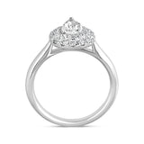 Platinum Diamond Pear Cut Cluster Shoulder Set Ring, FEU-2372_3