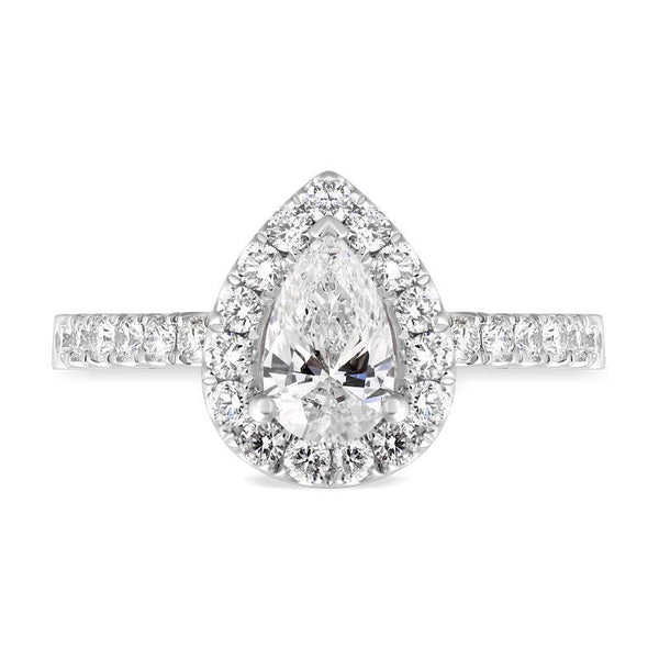 Platinum Diamond Pear Cut Cluster Shoulder Set Ring, FEU-2385_2