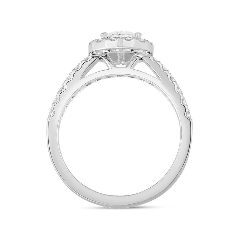 Platinum Diamond Pear Cut Cluster Shoulder Set Ring, FEU-2385_3