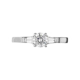 Platinum Diamond Round Brilliant Tapered Baguette Three Stone Ring, FEU-2474_2