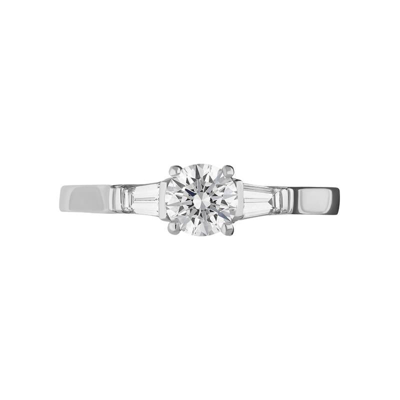 Platinum Diamond Round Brilliant Tapered Baguette Three Stone Ring, FEU-2474_2