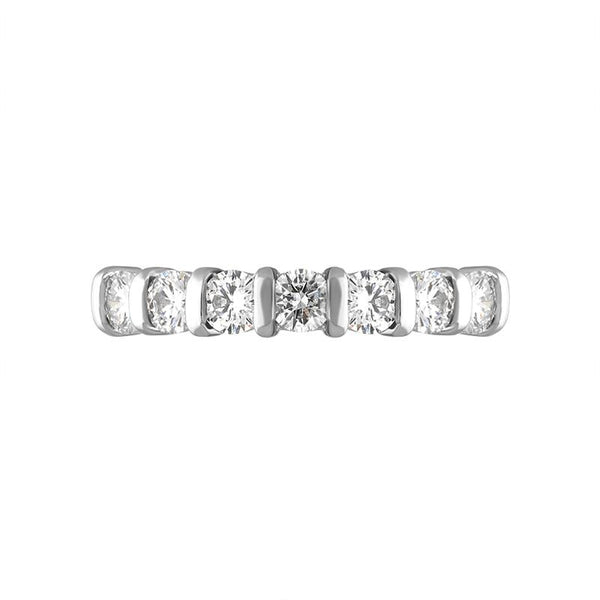 Platinum Diamond Seven Stone Bar Set Half Eternity Ring, FEU-2400_2