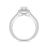Platinum Diamond Shoulder Set Cluster Halo Ring, FEU-1291_3
