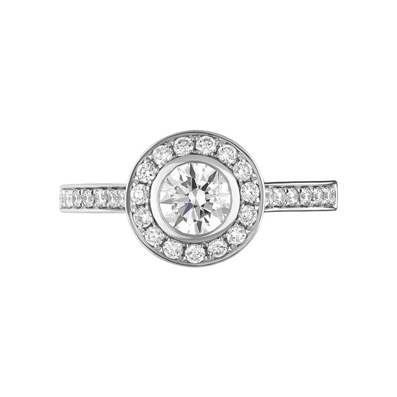 Platinum Diamond Shoulder Set Round Halo Ring, FEU-2496_2