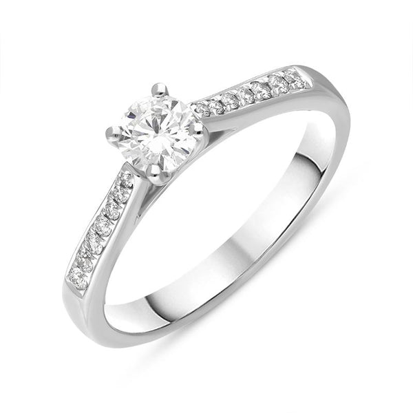 Platinum Diamond Shoulder Solitaire Ring, FEU-1301