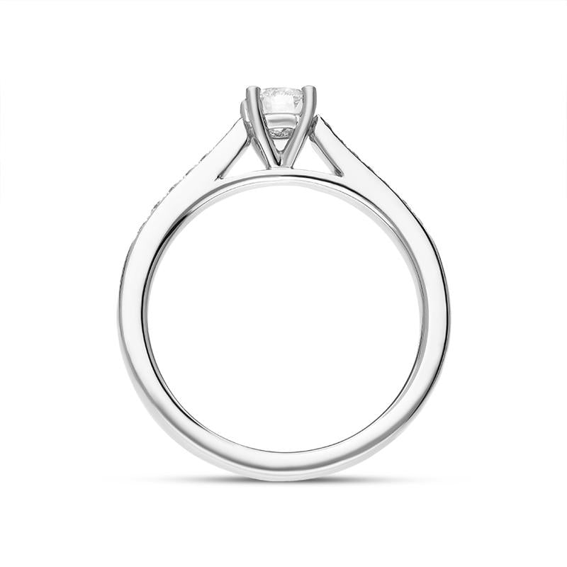 Platinum Diamond Shoulder Solitaire Ring, FEU-1301