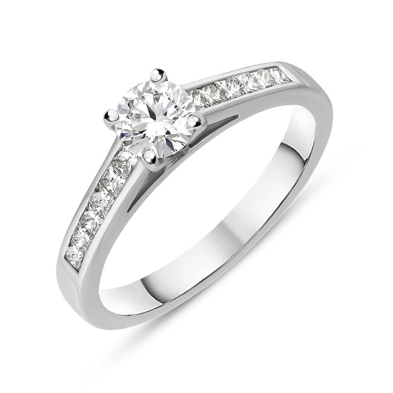 Platinum Diamond Shoulder Solitaire Ring, FEU-634