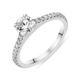 Platinum Diamond Solitaire Shoulder Set Ring, FEU-2472