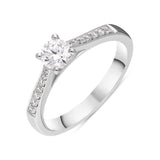 Platinum Diamond Solitaire Shoulder Set Ring