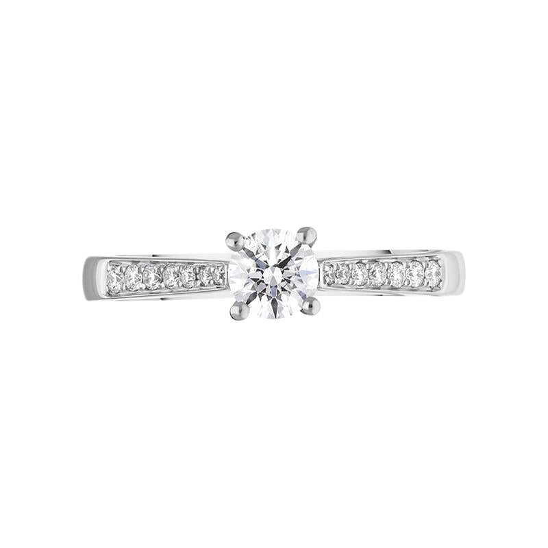 Platinum Diamond Solitaire Shoulder Set Ring