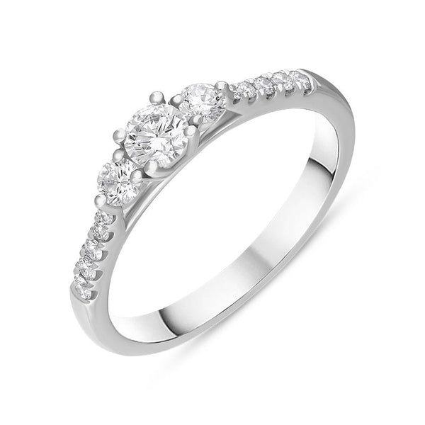 Platinum Diamond Three Stone Oval Cut Ring, FEU-2509