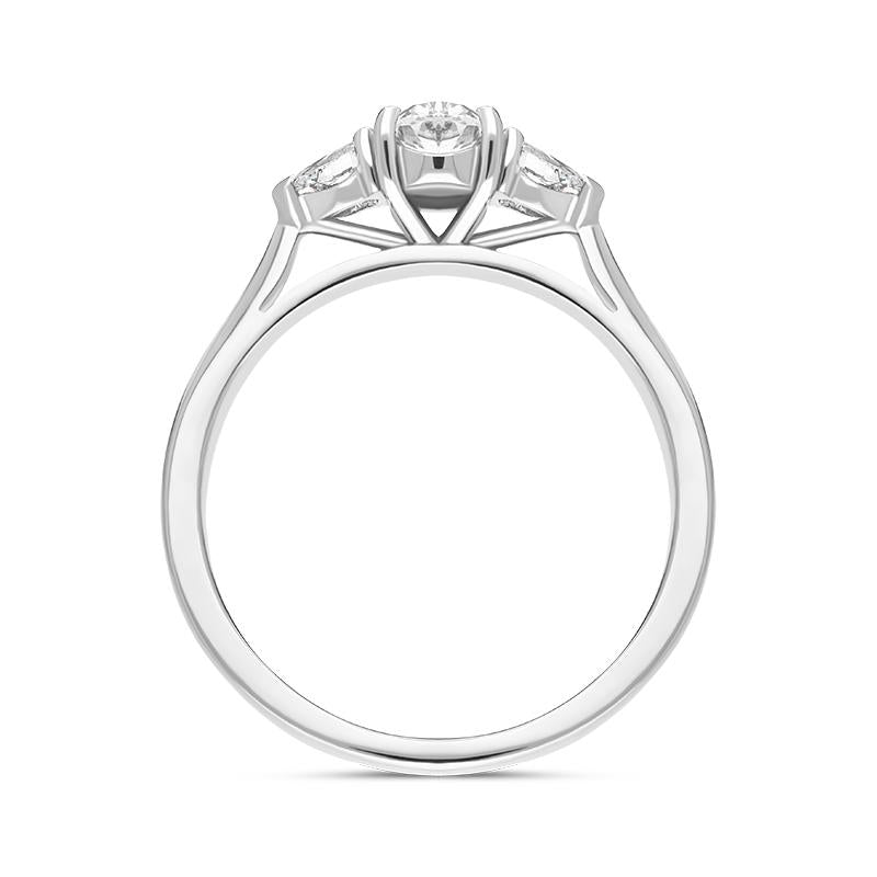 Platinum Diamond Three Stone Trilogy Oval and Pear Cut Ring, FEU-1916_2