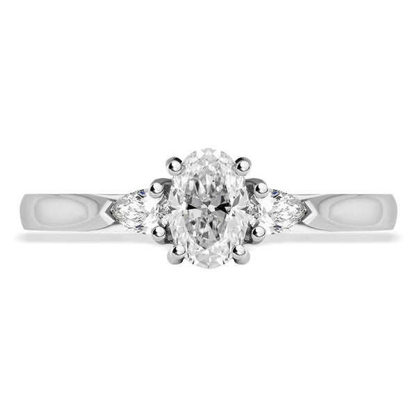 Platinum Diamond Three Stone Trilogy Oval and Pear Cut Ring, FEU-1916_3