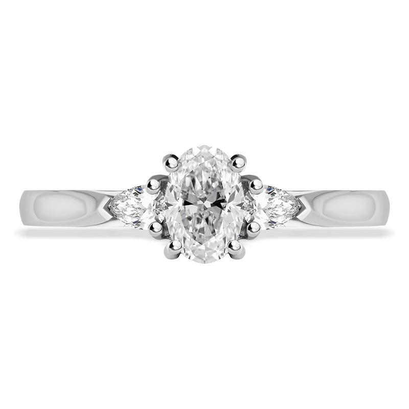 Platinum Diamond Three Stone Trilogy Oval and Pear Cut Ring, FEU-1916_3