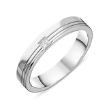 Platinum Princess Cut Diamond Engraved Wedding Ring DW079