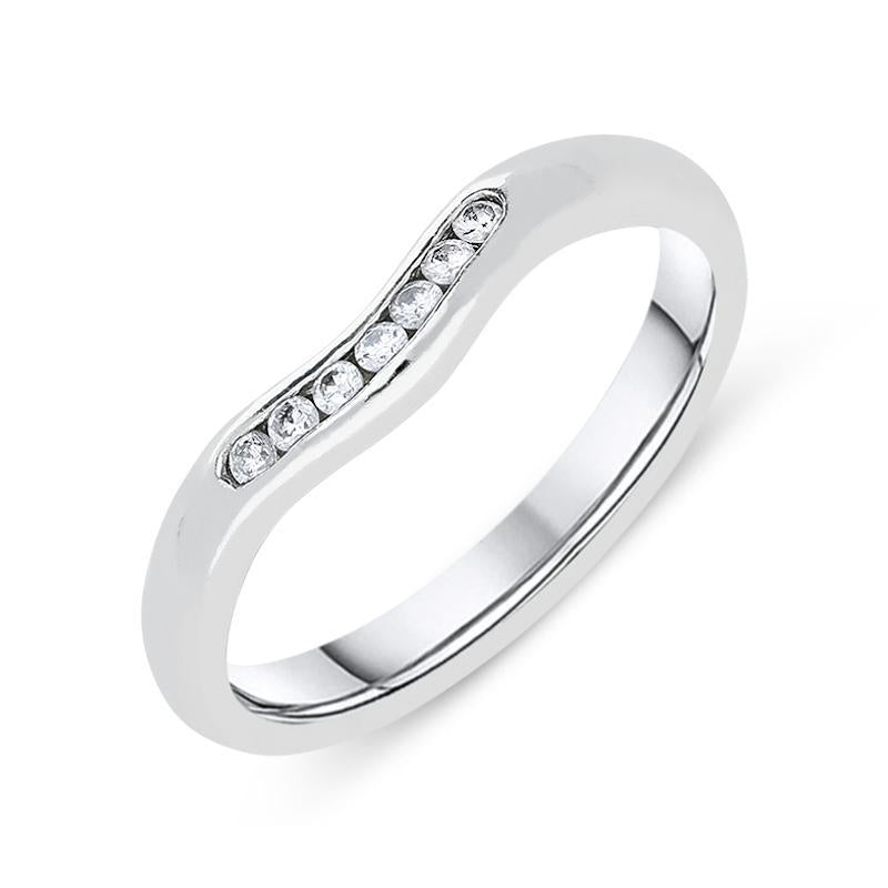 Platinum 0.12ct Diamond Curved Wedding Ring, DW061.