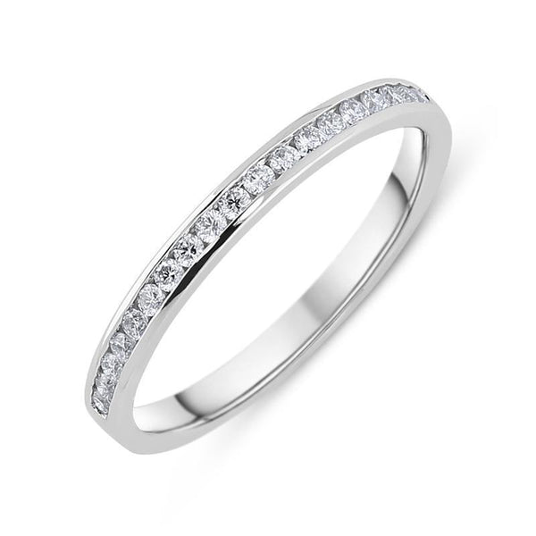 Platinum 0.20ct Diamond Channel Set Half Eternity Ring, BNN-090.