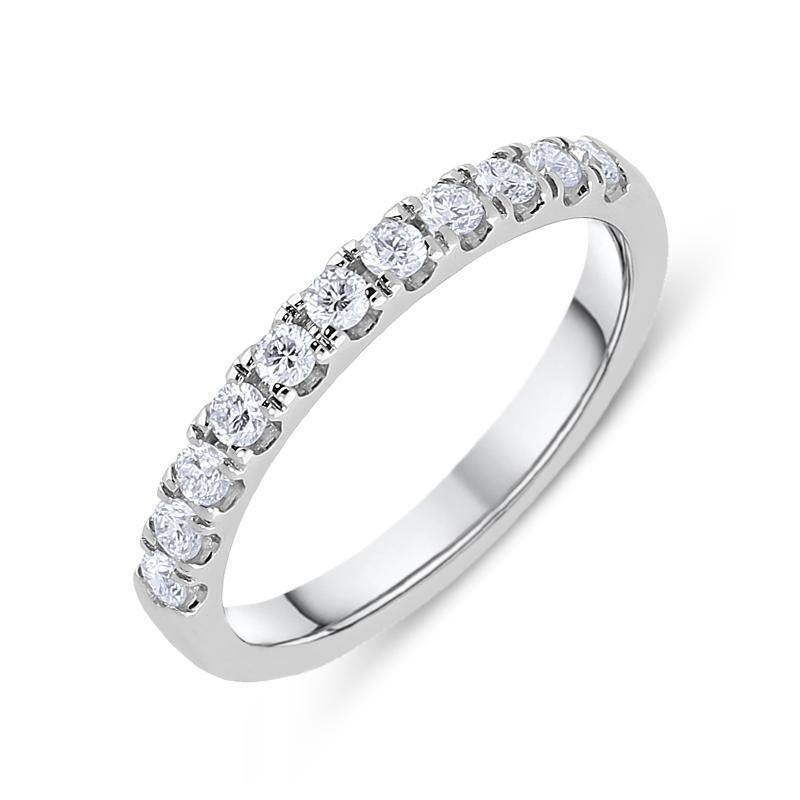 Platinum 0.20ct Diamond Claw Set Half Eternity Ring, BNN-257.