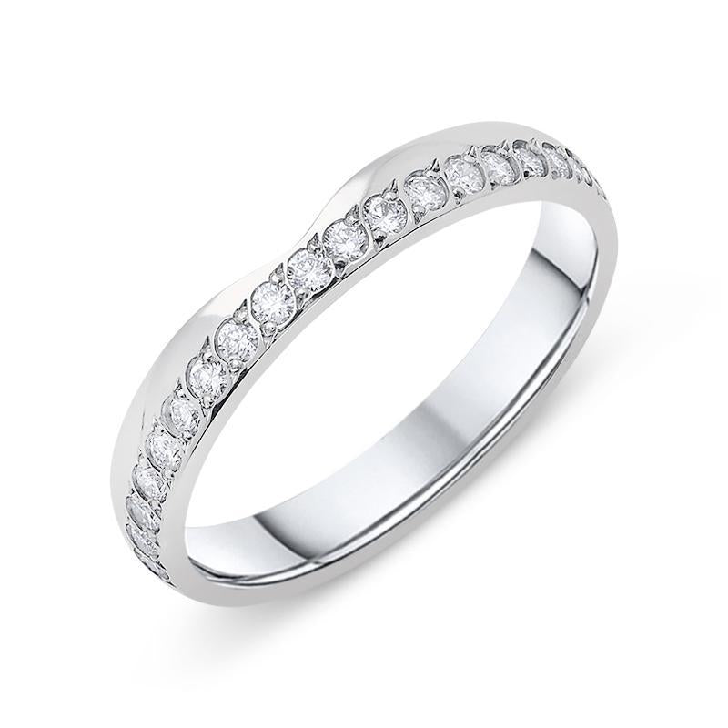 Platinum 0.20ct Diamond Set Shaped Wedding Band Ring. BNN-243.