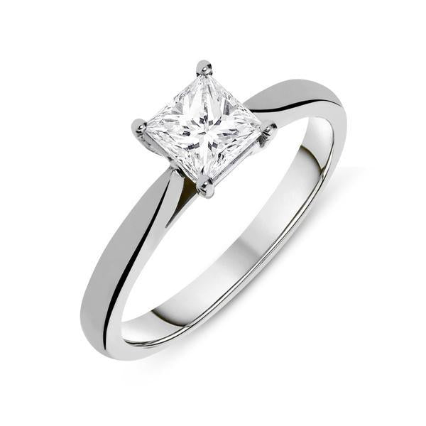 Platinum 0.30ct Diamond Princess Cut Solitaire Ring, FEU-1561.