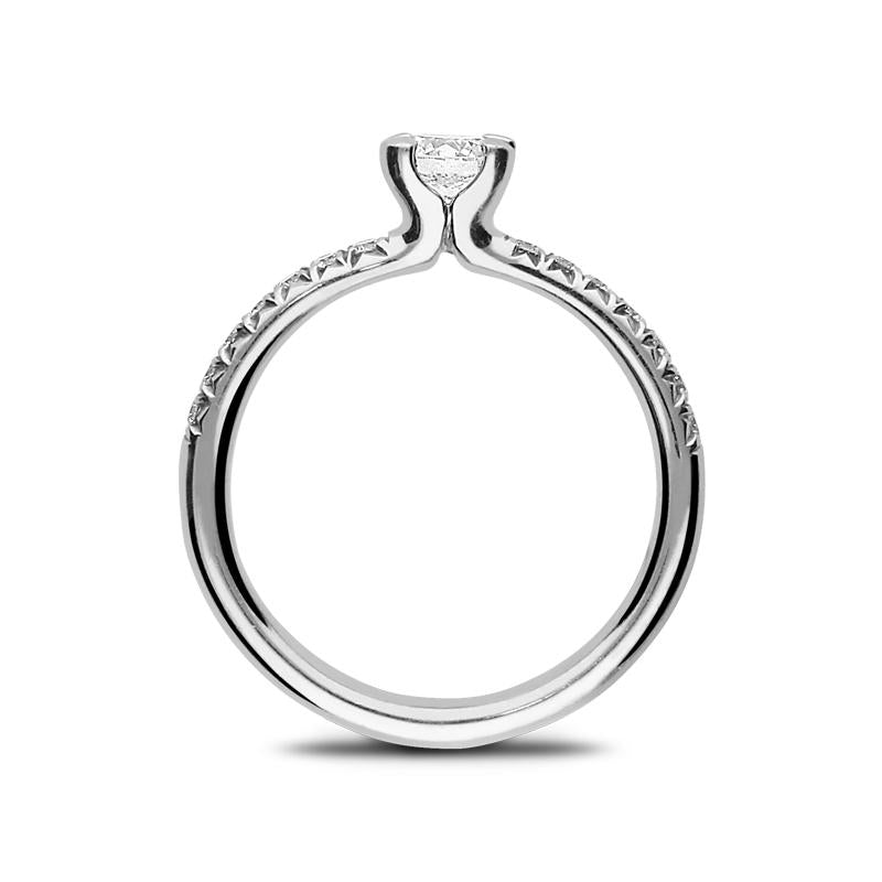 Platinum 0.30ct Diamond Round Brilliant Shoulder Solitaire Ring, FEU-1585.