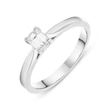 Platinum 0.32ct Diamond Emerald Cut Solitaire Ring. FEU-799.