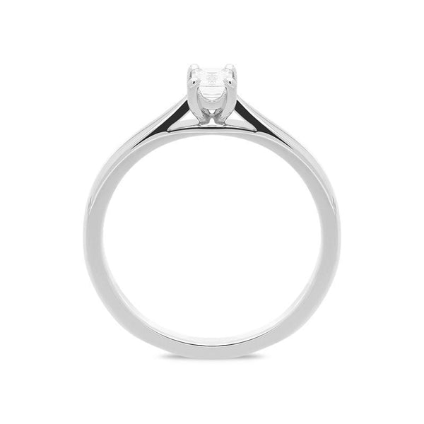 Platinum 0.32ct Diamond Emerald Cut Solitaire Ring. FEU-799.