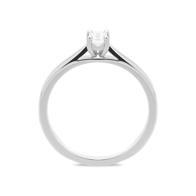 Platinum 0.32ct Diamond Emerald Cut Solitaire Ring. FEU-799.