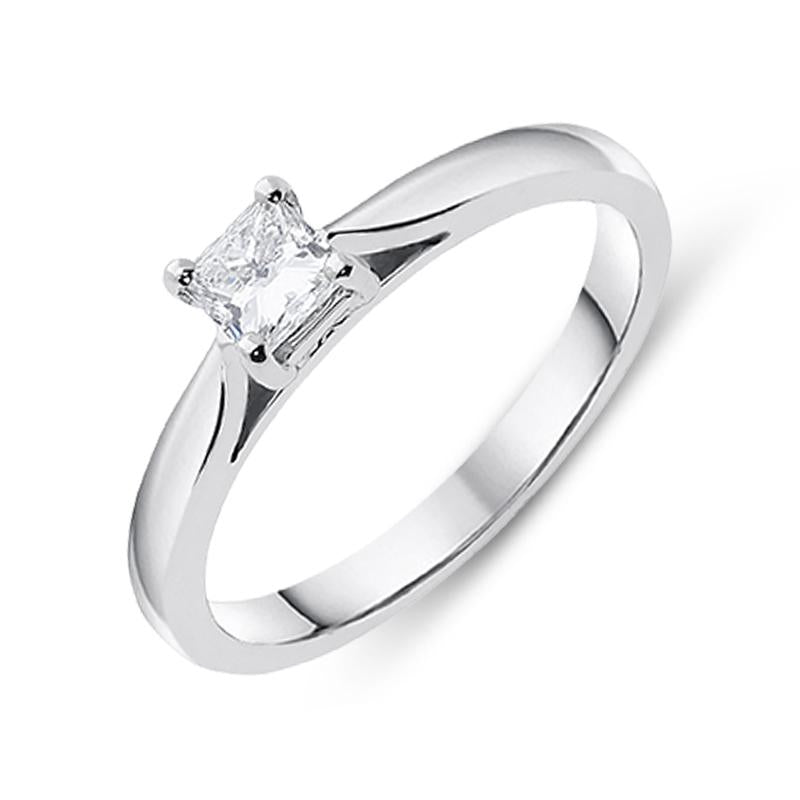 Platinum 0.34ct Diamond Princess Cut Solitaire Engagement Ring, FEU-1546.