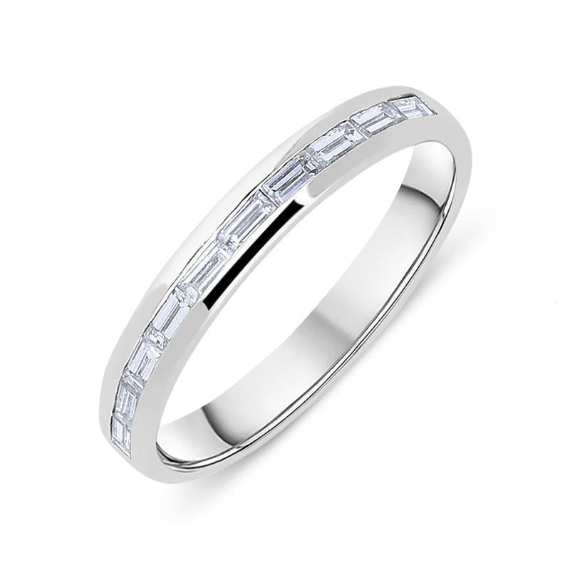 Platinum 0.37ct Diamond Baguette Cut 3mm Half Eternity Ring, CGN-642.