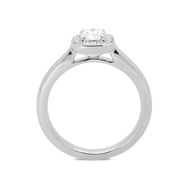 Platinum 0.38ct Diamond Brilliant Cut Cushion Halo Ring, FEU-1245. 